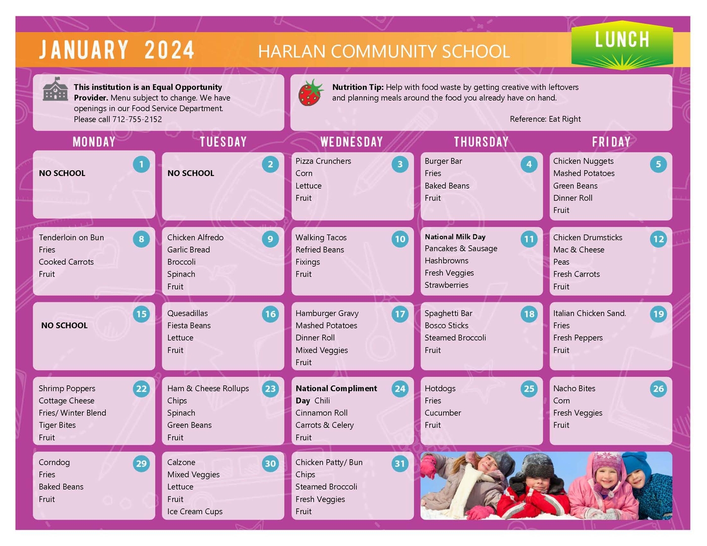 Harlan Community School District 20232024 Menus